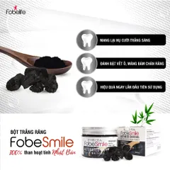 Bột Trắng Răng Than Hoạt Tính Fobe Smile - Giúp Làm Trắng Răng Tự Nhiên, Loại Bỏ Mảng Bám, Hũ 30g Nhật Bản