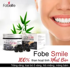 Bột Trắng Răng Than Hoạt Tính Fobe Smile - Giúp Làm Trắng Răng Tự Nhiên, Loại Bỏ Mảng Bám, Hũ 30g Nhật Bản