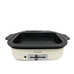 Nồi Lẩu Điện Đa Năng Kuvings KMG-200B 2 Trong 1 - Gốm Ceramic Chống Dính, 9 Chức Năng Nấu, Dung Tích 4.0L, Nắp Chống Trào Màu Trắng