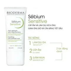 Kem Dưỡng Ẩm Bioderma Sebium Sensitive 30mL - Giải Pháp Dưỡng Ẩm Cho Da Mụn Nhạy Cảm, Thương Hiệu Pháp, Không Gây Kích Ứng