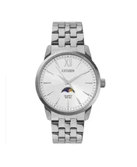 Đồng hồ nam Citizen Sun Moon Titanium mặt tròn trắng bạc sang trọng - Chống nước 50m, lịch tuần trăng, thiết kế hiện đại.