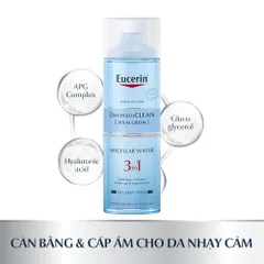 Nước Tẩy Trang Eucerin 3in1 DermatoClean Hyaluron - Dịu Nhẹ Cho Da Nhạy Cảm, Tẩy Trang, Rửa Mặt & Cân Bằng Da