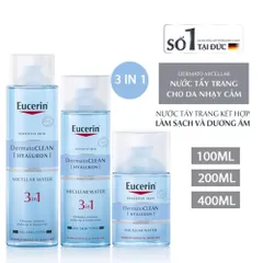 Nước Tẩy Trang Eucerin 3in1 DermatoClean Hyaluron - Dịu Nhẹ Cho Da Nhạy Cảm, Tẩy Trang, Rửa Mặt & Cân Bằng Da