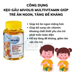 Kẹo Gấu Mivolis Multivitamin - Kẹo Dinh Dưỡng Giúp Trẻ Ăn Ngon, Tăng Cường Đề Kháng, Hương Vị Thơm Ngon, Mềm Dẻo, Sản Phẩm Đức