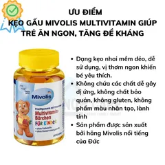 Kẹo Gấu Mivolis Multivitamin - Kẹo Dinh Dưỡng Giúp Trẻ Ăn Ngon, Tăng Cường Đề Kháng, Hương Vị Thơm Ngon, Mềm Dẻo, Sản Phẩm Đức