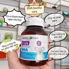 Viên bổ sung DHA cho bé Healthy Care 60 viên - Hỗ trợ phát triển não bộ và thị giác, dễ uống vị chanh tự nhiên