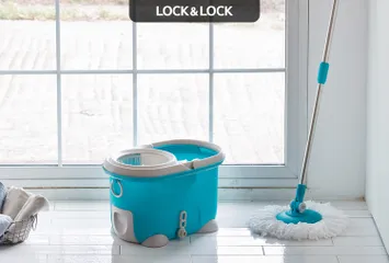 Bộ Cây Lau Nhà Xoay Tay 360 Độ Lock&Lock MOP-Q2-1 - Kèm 2 Bông Lau, Dễ Dàng Vệ Sinh Sàn Nhà, Phòng Bếp, Phòng Tắm
