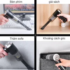 Máy Hút Bụi Cầm Tay Mini Không Dây - Lực Hút Mạnh 9000 Pa, Đèn LED Chiếu Sáng, Đa Năng Vệ Sinh Ô Tô, Máy Tính, Gia Đình