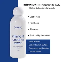 Dung Dịch Vệ Sinh Phụ Nữ Intimate ZIAJA 200ml - Chứa Acid Hyaluronic, Dưỡng Ẩm, Làm Sạch, Cân Bằng pH, Phù Hợp Cho Mẹ Bầu