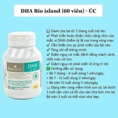 Viên Dầu Cá DHA Úc 60 Viên - Bioisland Bổ Sung Dinh Dưỡng Cho Trẻ, Phát Triển Trí Não, Thị Giác, Tăng Cường Miễn Dịch