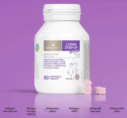 (Có tem) Viên nhai tăng chiều cao Bioisland Lysine Step Up For Youth 60 viên - Giúp trẻ ăn ngon và phát triển chiều cao tối đa, nhập khẩu từ Úc