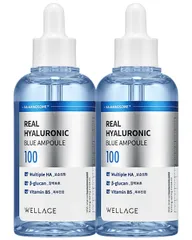 Set Serum Hydrating Wellage Real Hyaluronic Blue Ampoule 60ml + 60ml - Cấp Ẩm, Phục Hồi Da Căng Bóng, Dưỡng Ẩm Từ Hàn Quốc