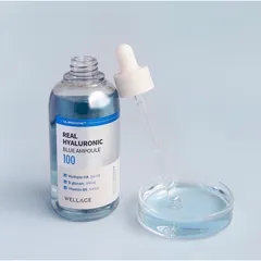 Set Serum Hydrating Wellage Real Hyaluronic Blue Ampoule 60ml + 60ml - Cấp Ẩm, Phục Hồi Da Căng Bóng, Dưỡng Ẩm Từ Hàn Quốc