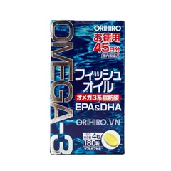 Viên uống dầu cá Omega-3 hỗ trợ tim mạch Orihiro 180 viên - Tăng cường trí nhớ, sức khỏe não bộ và mắt, bổ sung dinh dưỡng từ Nhật Bản