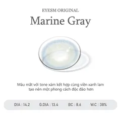 Kính Áp Tròng Eyesm Marine Gray - Màu Xám Tự Nhiên, Chống UV, Độ Cận 0-8, Hàng Chính Hãng Hàn Quốc