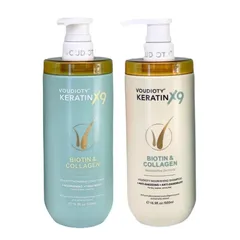Bộ dầu gội xả Voudioty Keratin X9 Biotin & Collagen - Dưỡng tóc chắc khỏe, bóng mượt, công nghệ phục hồi tóc 9X từ Biotin và Collagen