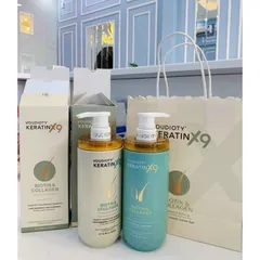 Bộ dầu gội xả Voudioty Keratin X9 Biotin & Collagen - Dưỡng tóc chắc khỏe, bóng mượt, công nghệ phục hồi tóc 9X từ Biotin và Collagen