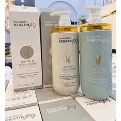 Bộ dầu gội xả Voudioty Keratin X9 Biotin & Collagen - Dưỡng tóc chắc khỏe, bóng mượt, công nghệ phục hồi tóc 9X từ Biotin và Collagen