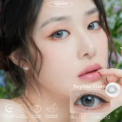 Kính Áp Tròng Eyesm Sephia Gray - Lens Xám Kiêu Sa Hàn Quốc - Phù Hợp Độ Cận 0-8 Độ, Chống UV, Bảo Vệ Mắt