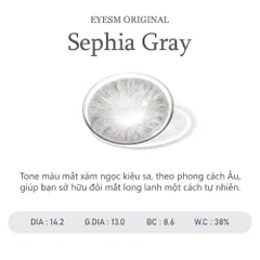 Kính Áp Tròng Eyesm Sephia Gray - Lens Xám Kiêu Sa Hàn Quốc - Phù Hợp Độ Cận 0-8 Độ, Chống UV, Bảo Vệ Mắt
