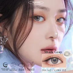 Kính Áp Tròng Eyesm Shark Gray - Lens Màu Xám Tây Cao Cấp Hàn Quốc, Hỗ Trợ Cận Thị 0-8 Độ, Bảo Vệ Mắt Chống UV