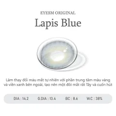 Kính áp tròng Eyesm Lapis Blue - Lens màu xanh nổi bật Cao Cấp Hàn Quốc, Phù hợp 0-8 độ, Chống UV, Bảo Vệ Mắt