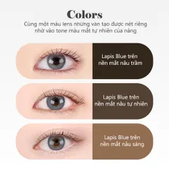 Kính áp tròng Eyesm Lapis Blue - Lens màu xanh nổi bật Cao Cấp Hàn Quốc, Phù hợp 0-8 độ, Chống UV, Bảo Vệ Mắt