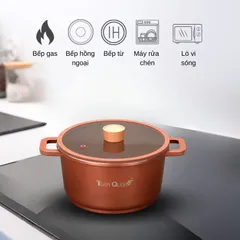 Nồi Hầm Ceramic Tiger Queen CWCB-24CH 24cm 5.18L - Chống Dính, Nắp Thủy Tinh, Sử Dụng Bếp Gas, Bếp Từ, Tiết Kiệm Nhiên Liệu