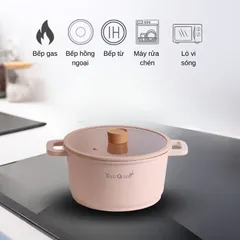 Nồi hầm Ceramic 24cm Tiger Queen CWCP-24CH - Chống dính, tiết kiệm nhiên liệu, sử dụng bếp từ, gas, hồng ngoại - Nắp kính chịu nhiệt