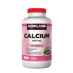 Viên Uống Canxi Kirkland Calcium 600mg + D3 - Hỗ Trợ Xương Khớp, Giảm Nguy Cơ Loãng Xương, Hộp 500 Viên Mỹ
