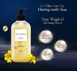 Gel Tắm Cao Cấp Mine Stay Magical 500g - Hương Nước Hoa Quyến Rũ, Dưỡng Sạch Sâu và Giúp Da Trắng Sáng Từ Niacinamide