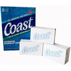 Xà Bông Cục Coast 113g - Lốc 8 Cục Hương Sóng Biển Sạch Da Dành Cho Gia Đình, Sát Khuẩn và Thoáng Mát