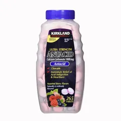 Viên Nhai Kirkland Signature Antacid Calcium 1000mg - Hỗ Trợ Tiêu Hóa, Giảm Đầy Hơi và Ợ Chua, 265 Viên, Mỹ