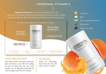 Viên Uống Bổ Sung Vitamin C Liposomal 500mg - Tăng Cường Miễn Dịch, Chống Oxy Hóa, 180 Viên - Thực Phẩm Chức Năng Codeage