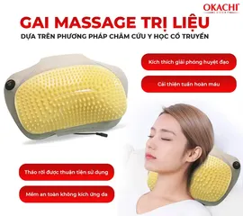Gối Massage Hồng Ngoại Vai Cổ Lưng Shiatsu OKACHI JP-568E (Pin sạc)