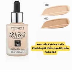 Kem Nền Catrice HD Liquid Coverage 30ml - Lớp nền hoàn hảo kiềm dầu 24h, che khuyết điểm tự nhiên, phù hợp với da dầu và hỗn hợp