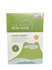 Mặt Nạ Rau Má Pretty Skin The Pure Jeju Cica Mask - Hộp 10 Miếng Dưỡng Da, Giảm Mụn, Làm Dịu Da Kích Ứng, Xuất Xứ Hàn Quốc
