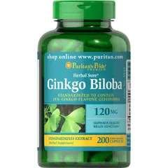 Viên Uống Tăng Cường Trí Nhớ Ginkgo Biloba 120mg - Hỗ Trợ Tăng Cường Chức Năng Não Bộ - 200 Viên Mỹ
