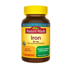 Viên Bổ Sung Sắt Nature Made Iron 65mg 365 Viên - Hỗ Trợ Phòng Ngừa Thiếu Sắt, Thiếu Máu, Tăng Cường Hệ Miễn Dịch, Chất Lượng Cao, Mỹ