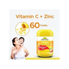 Kẹo Dẻo Bổ Sung Vitamin C và Kẽm Nature's Way - Kids Smart 60 Viên, Hương Vị Cam Ngon, Tăng Cường Đề Kháng Cho Trẻ Từ 2 Tuổi