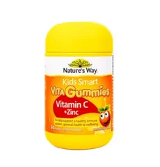 Kẹo Dẻo Bổ Sung Vitamin C và Kẽm Nature's Way - Kids Smart 60 Viên, Hương Vị Cam Ngon, Tăng Cường Đề Kháng Cho Trẻ Từ 2 Tuổi