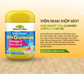Kẹo dẻo Omega 3 DHA Nature's Way Kids Smart 60 viên - Bổ sung dinh dưỡng cho trẻ từ 2 tuổi, tăng cường trí não và sức đề kháng