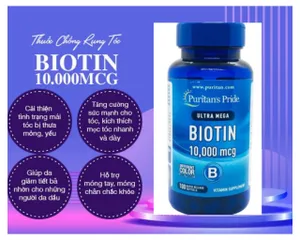Viên Uống Mọc Tóc Biotin 10.000mcg - Puritan's Pride Viên 100 Viên Giúp Tóc Mọc Khỏe, Chắc Khỏe, Phòng Ngừa Rụng Tóc