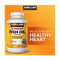 Viên uống Dầu cá Omega 3 Fish Oil Kirkland Signature 400 viên - Hỗ trợ sức khỏe tim mạch và sáng mắt, Giải pháp dinh dưỡng hiệu quả