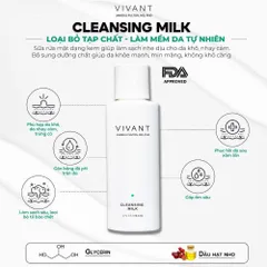 Sữa Rửa Mặt Dành Cho Da Nhạy Cảm Vivant Cleansing Milk 115ml - Dưỡng Ẩm, Chống Oxy Hóa, Giúp Da Mềm Mịn