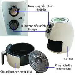 Nồi Chiên Không Dầu Viaicom V30 - Dung Tích 3,2L, Tiết Kiệm Dầu Mỡ, Công Nghệ Đốt Nóng Chân Không - Thiết Bị Nấu Ăn Tiện Lợi Cho Gia Đình