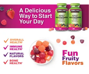 Kẹo Dẻo Vitamin Kirkland Adult Multivitamin Gummies 160 Viên - Bổ Sung 10 Loại Vitamin Thiết Yếu, Hương Vị Trái Cây Ngon Miệng