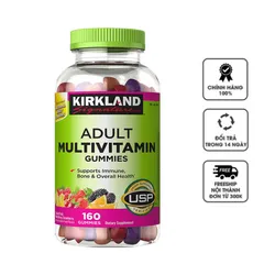 Kẹo Dẻo Vitamin Kirkland Adult Multivitamin Gummies 160 Viên - Bổ Sung 10 Loại Vitamin Thiết Yếu, Hương Vị Trái Cây Ngon Miệng