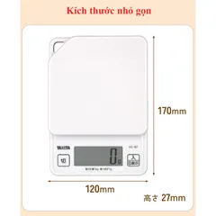 Cân điện tử nhà bếp KD-187 Tanita Nhật Bản - Cân tiểu ly 1kg/1g, lý tưởng cho chế độ ăn kiêng và nấu ăn chính xác