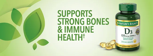 Viên uống bổ sung Vitamin D3 125 mcg Nature's Bounty - Hỗ trợ xương chắc khỏe, tăng cường miễn dịch, 400 viên, Mỹ